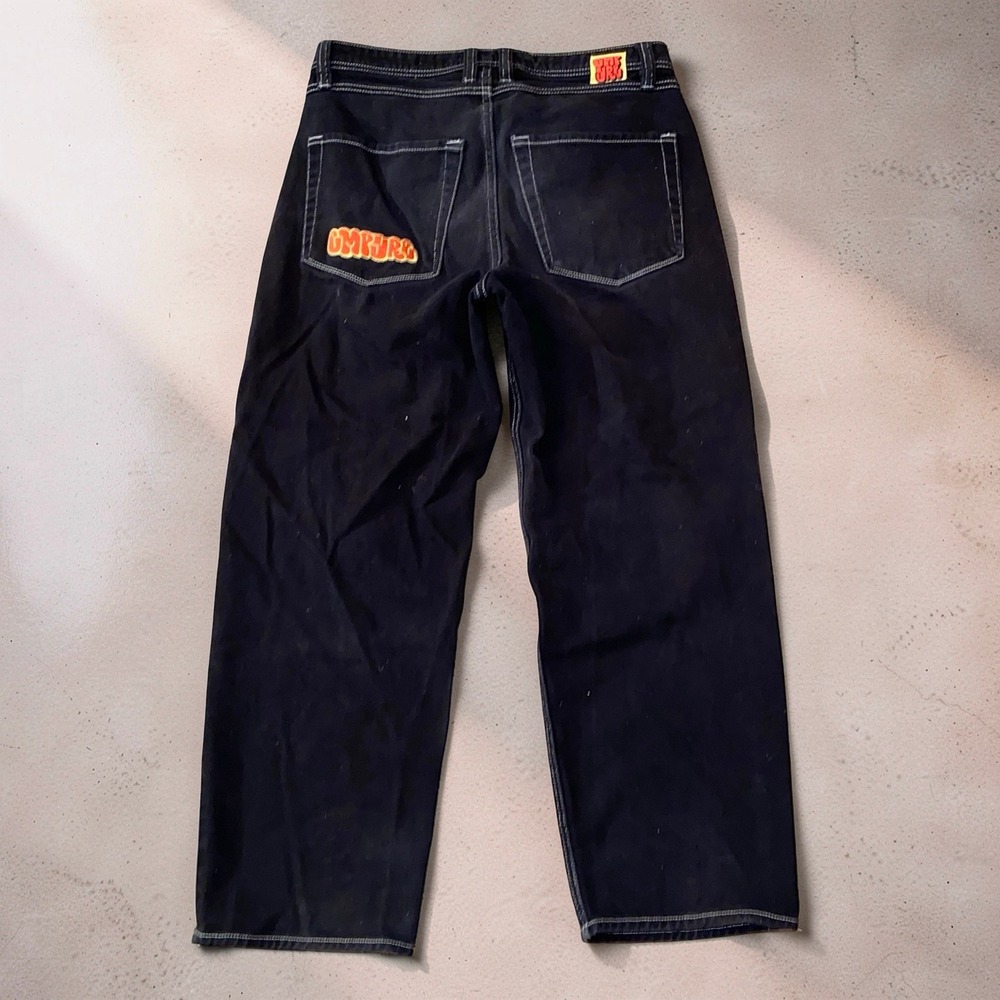 Empyre Mens 32x28 Black Jeans Faded Distressed Baggy Skate Pants Size 30